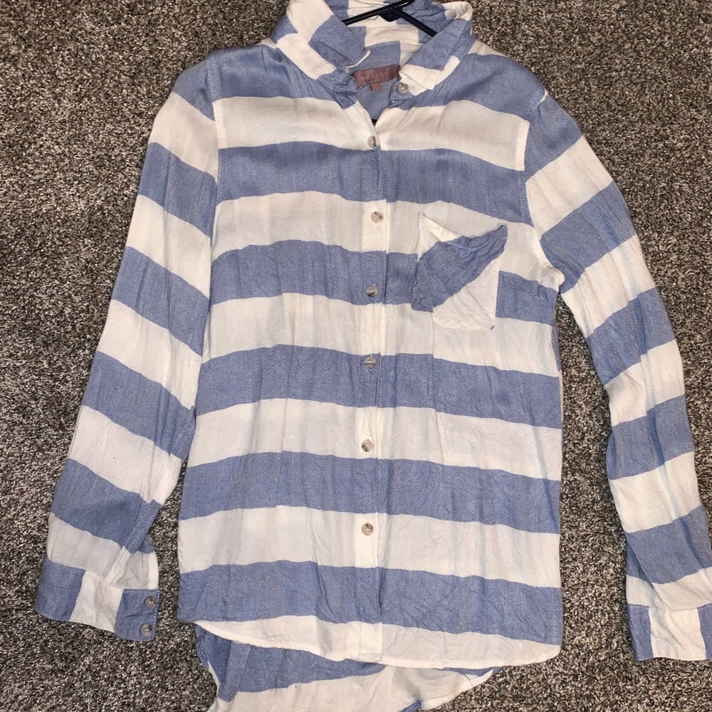 White and Blue Striped Button Down